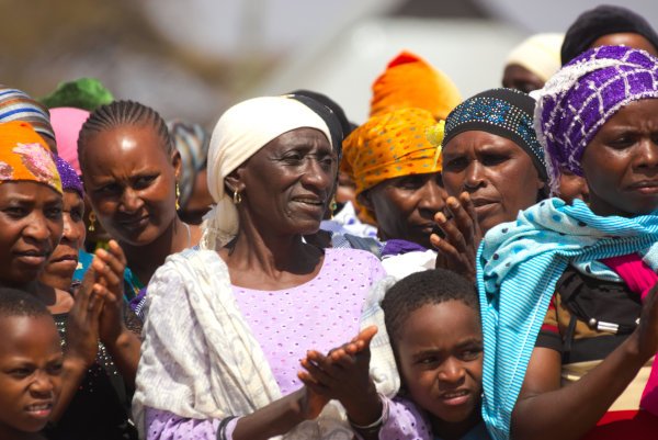 Tanzanian women celebrating their new Bible.